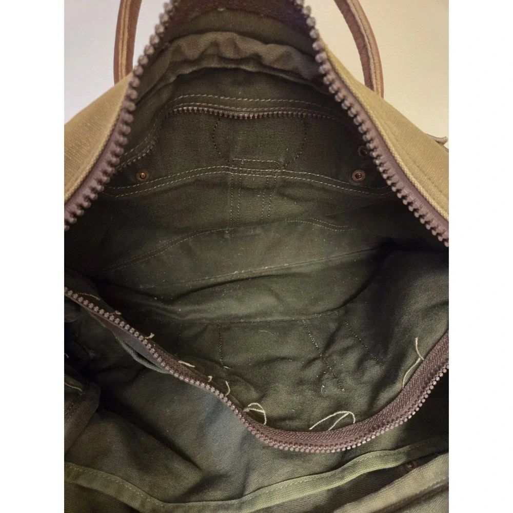 Duluth Pack Olive Canvas & Leather Weekender Duffel Bag — USA Made — Moose Logo
